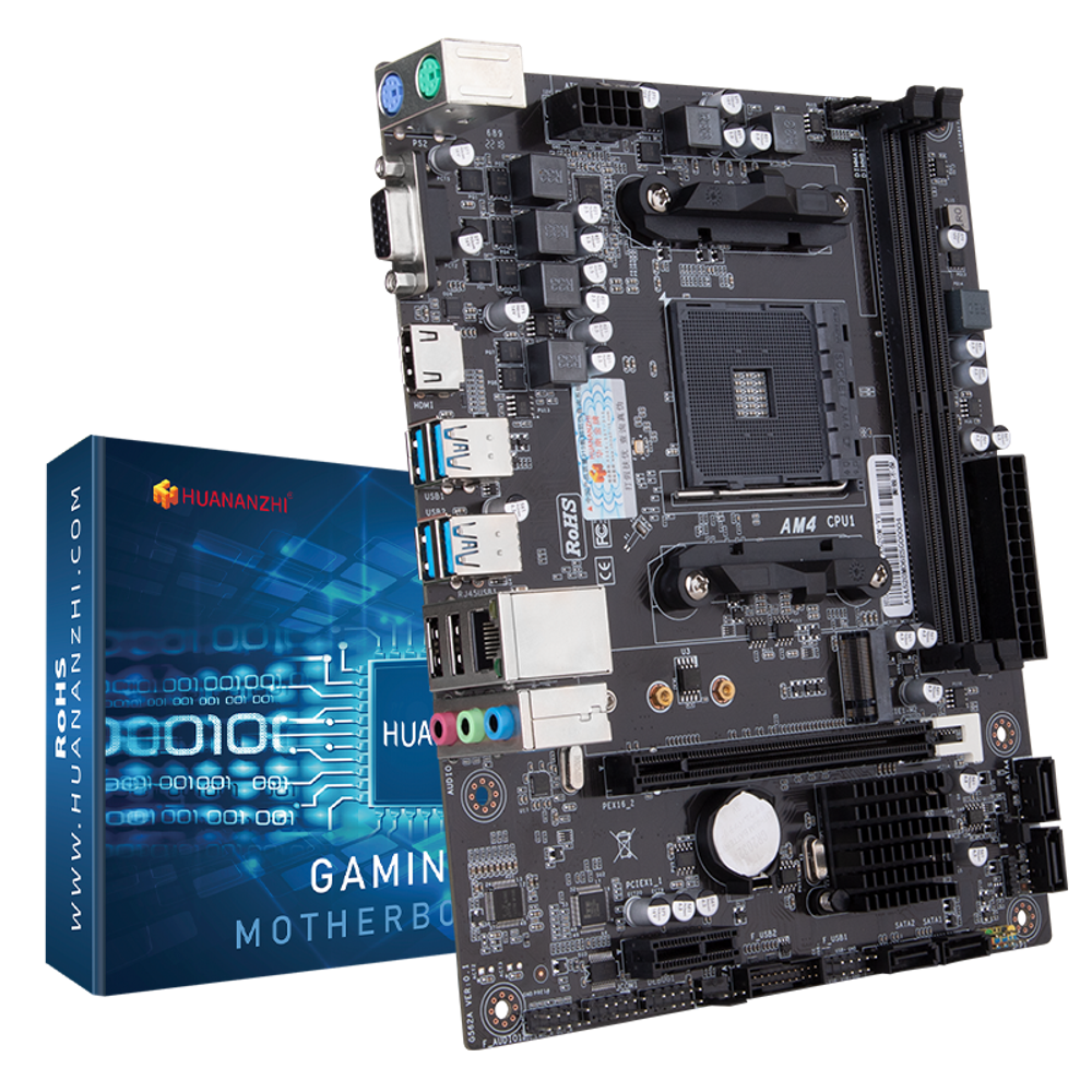 Материнская плата HUANANZHI A520M-VH, SocketAM4, mATX, Retail, 2xDDR4, PCIe3.0, 1xM.2, GLAN, 2xPS/2, 4xUSB2, 6xUSB3, VGA, HDMI (HNZ-A520M-VH)