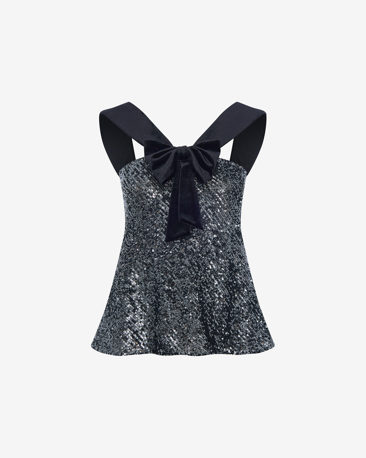 Топ из пайеток и бархата с бантом