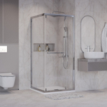 Душевое ограждение Niagara Nova NG-6635-34 (100х100х195) квадрат,хром,двери раздвижные,стекло прозрачное,1 место