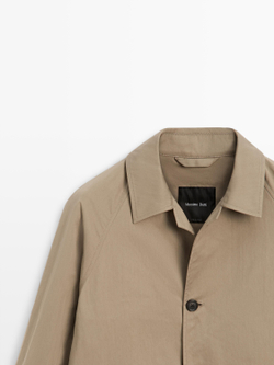 Massimo Dutti Легкий тренч из смесового хлопка, бежевый