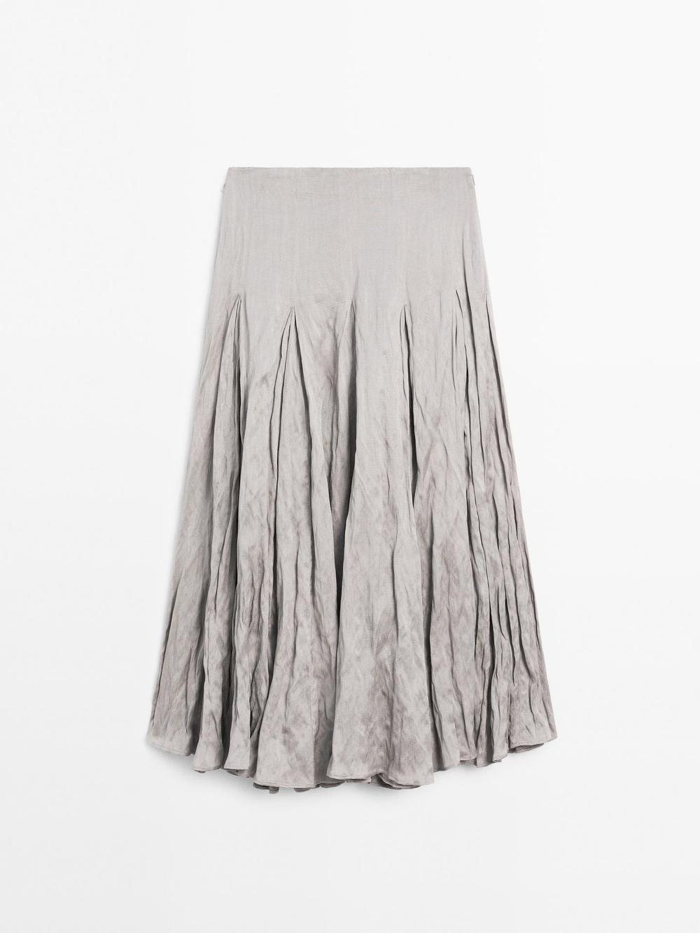 Massimo Dutti Струящаяся юбка миди с отделкой годе - Студия, серебро