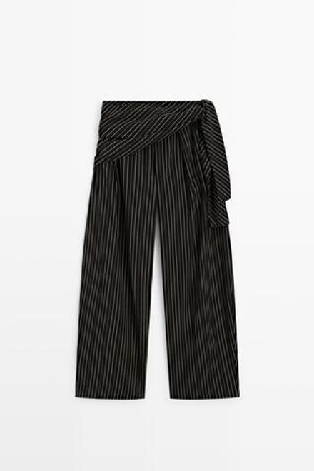 Massimo Dutti Полосатые брюки-бананы с платком, черный