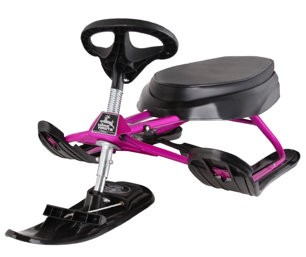 Снегокат Snowstorm Pro фуксия, рисунок на сиденье сноубордистка (216)