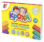 Пластилин Луч, 20 цветов, "Кроха", 300 гр., восковой, мягкий, со стеком, картонная упаковка