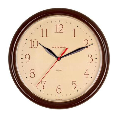 Часы настенные, модель 02, D 245мм, стекло пластик, пластиковый обод, цвет-коричневый