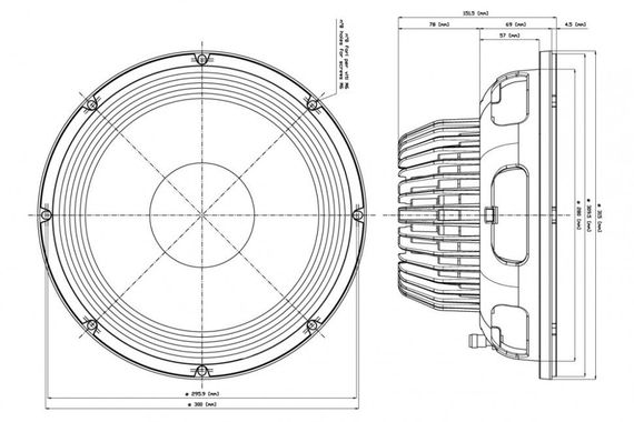 EighteenSound 12NLW9300/8 неодимовый динамик, диаметр 12 дюймов, 800Вт