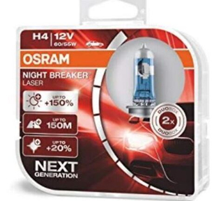 Автолампа H4 12V 60/55W P43t Osram  +150% NIGHT BREAKER LASER (64193NL-HCB_ DuoBox) к-т ORIGINAL