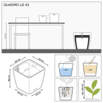 Кашпо Lechuza quadro ls 43см антрацит с автополивом