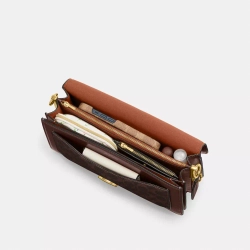 COACH СУМКА ЧЕРЕЗ ПЛЕЧО SIGNATURE CANVAS TABBY 26, ТЕМНО-КОРИЧНЕВЫЙ