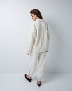 Поло объемного кроя из смесового кашемира молочный