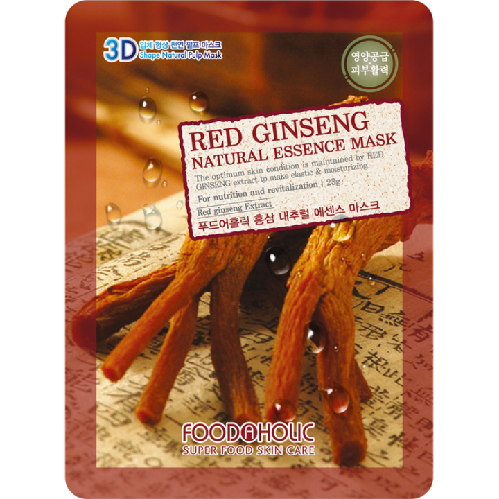 Маска для лица FoodaHolic 3D Red Ginseng Natural Essence Mask тканевая с экстрактом красного женьшеня 23 г