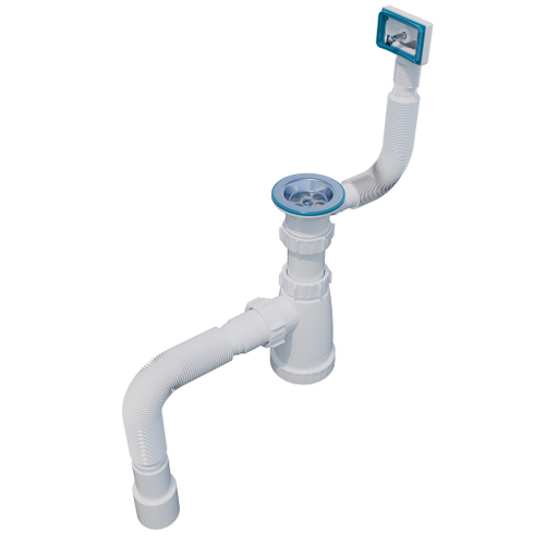 Сифон 1 1/2*40 с прямоуг. переливом, с гофрой 40*40*50 (800мм) BG2280 ИНКОПЛАСТ (винт М6*60)