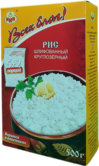 ВсехБлаг™ РИС КРУГЛОЗЕРНЫЙ (вар/пакет) 7пак*71,5гр (1х12)
