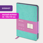 Блокнот малый ФОРМАТ (100x150 мм) А6 BRAUBERG "Metropolis Mix" под кожу 80 л. клетка мятный (2 штуки в упаковке)