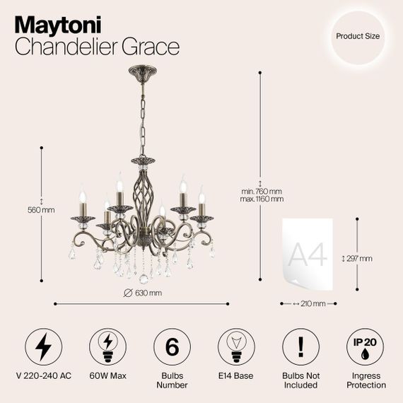 Подвесная люстра Maytoni Grace RC247-PL-06-R