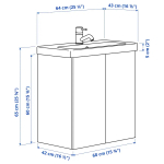 Тумба для ванной - ENHET / TVÄLLEN  /TVАLLEN  IKEA/ ЭНХЕТ / ТВЭЛЛЕН ИКЕА,  64х43х65 см , белый/под беленый дуб