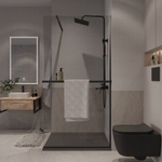 Душевая перегородка Niagara Nova NG-670-90ВLACK (90х195) черный матовый,стекло прозрачное,с полкой,1 место