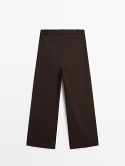 Massimo Dutti Брюки с двойными вытачками - STUDIO, коричневый