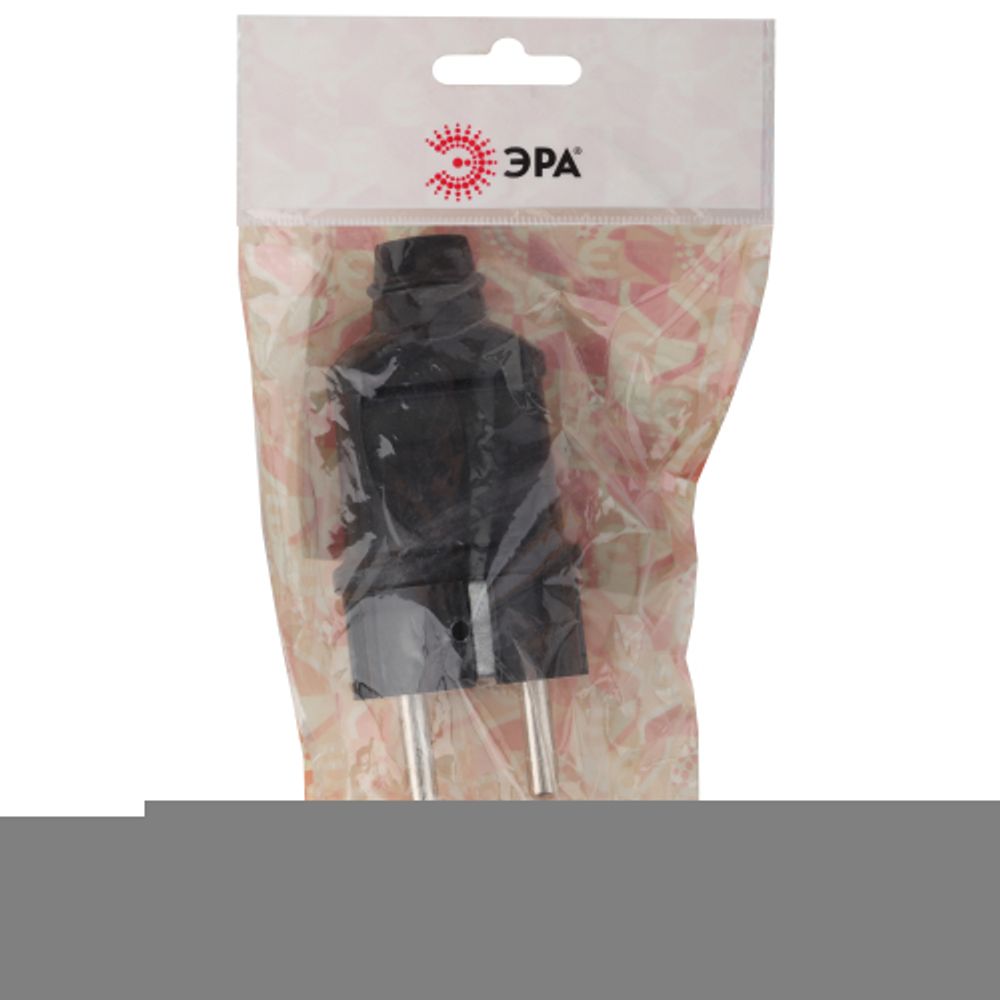 Вилка ЭРА Vx2-B с заземлением прямая 16A черная