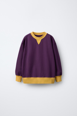 ZARA КОМБИНИРОВАННЫЙ ЛОНГСЛИВ, ЛИЛОВЫЙ