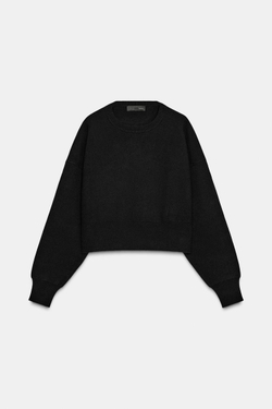 ZARA УКОРОЧЕННЫЙ ВЯЗАНЫЙ СВИТЕР, ЧЕРНЫЙ