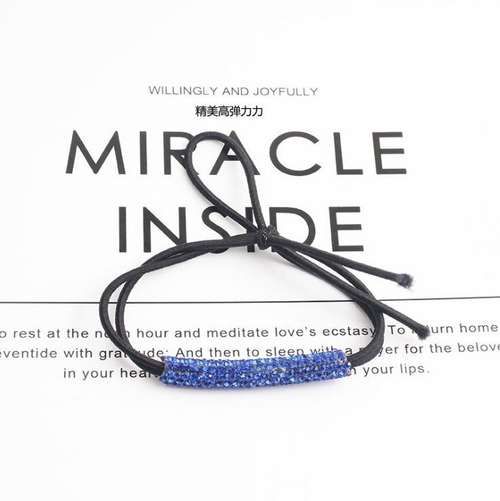 SALE! 2 в 1 Резинка для волос и браслет стразы, 1 шт. Цвет Синий.