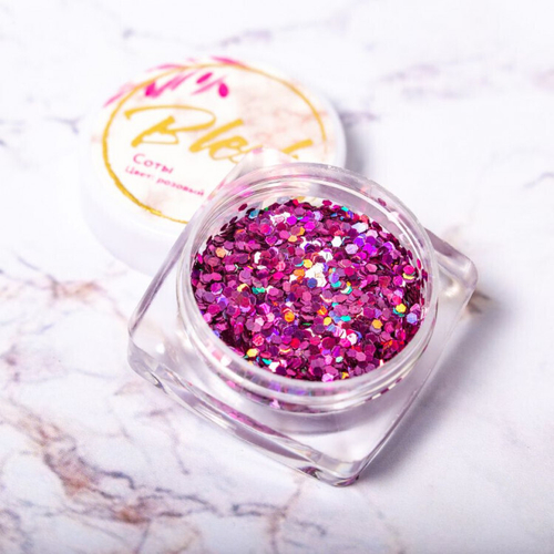 Blesk, Дизайн для ногтей "Соты", цвет розовый