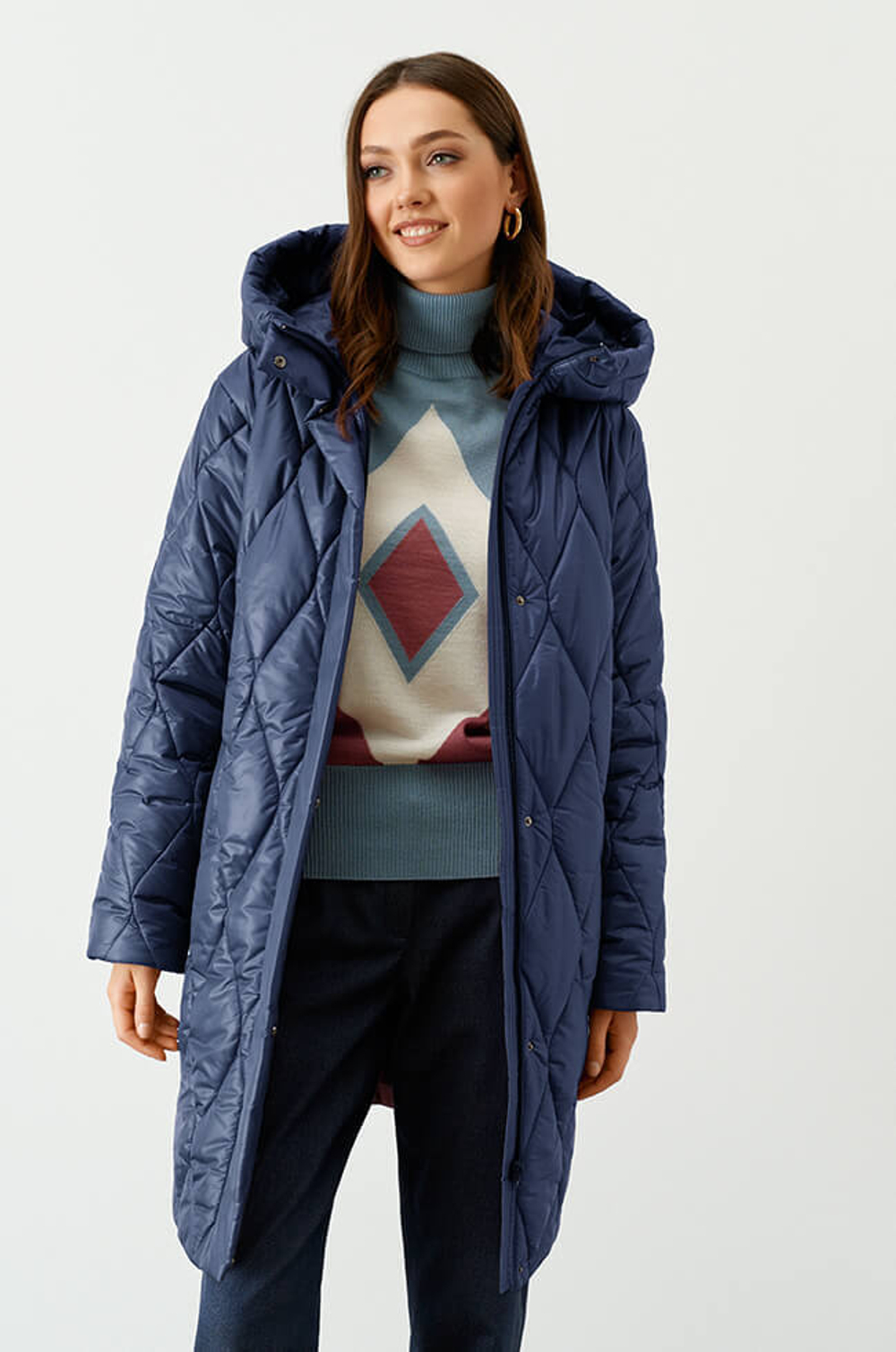 0091 Пальто женское (синий)