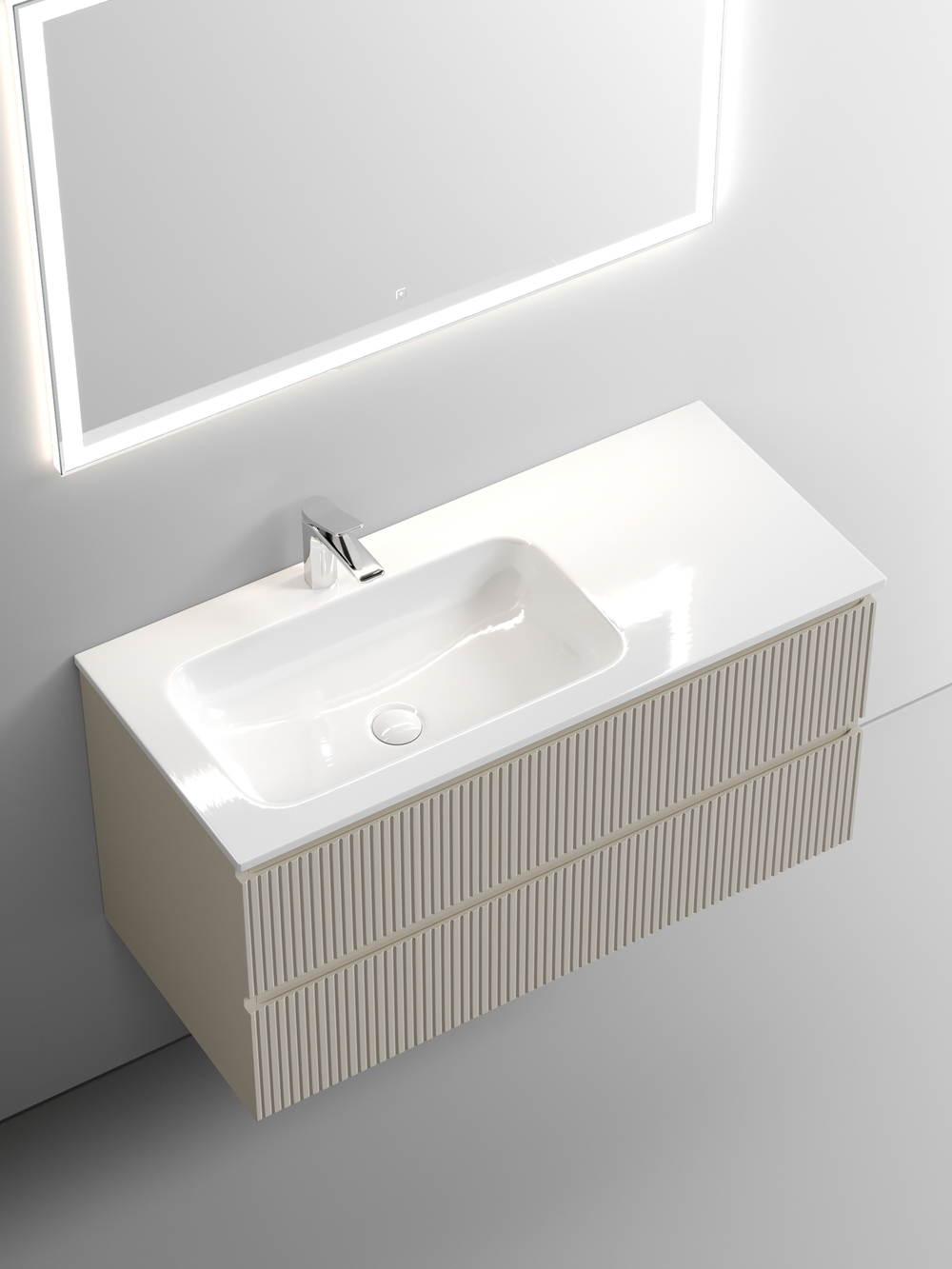 Тумба с раковиной Sancos Snob T 100 см SNT100LCE левая, beige soft