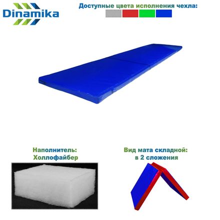 Мат гимнастический 2000х500х50 тент складной в 2 сложения (холлослеп/холлофайбер)