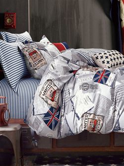 Постельное белье Сказка "WANTED/WANTED (компаньон)" евро Наволочка 70х70 см 2 шт Простынь 240х215 см Пододеяльник 200х215 см, поплин