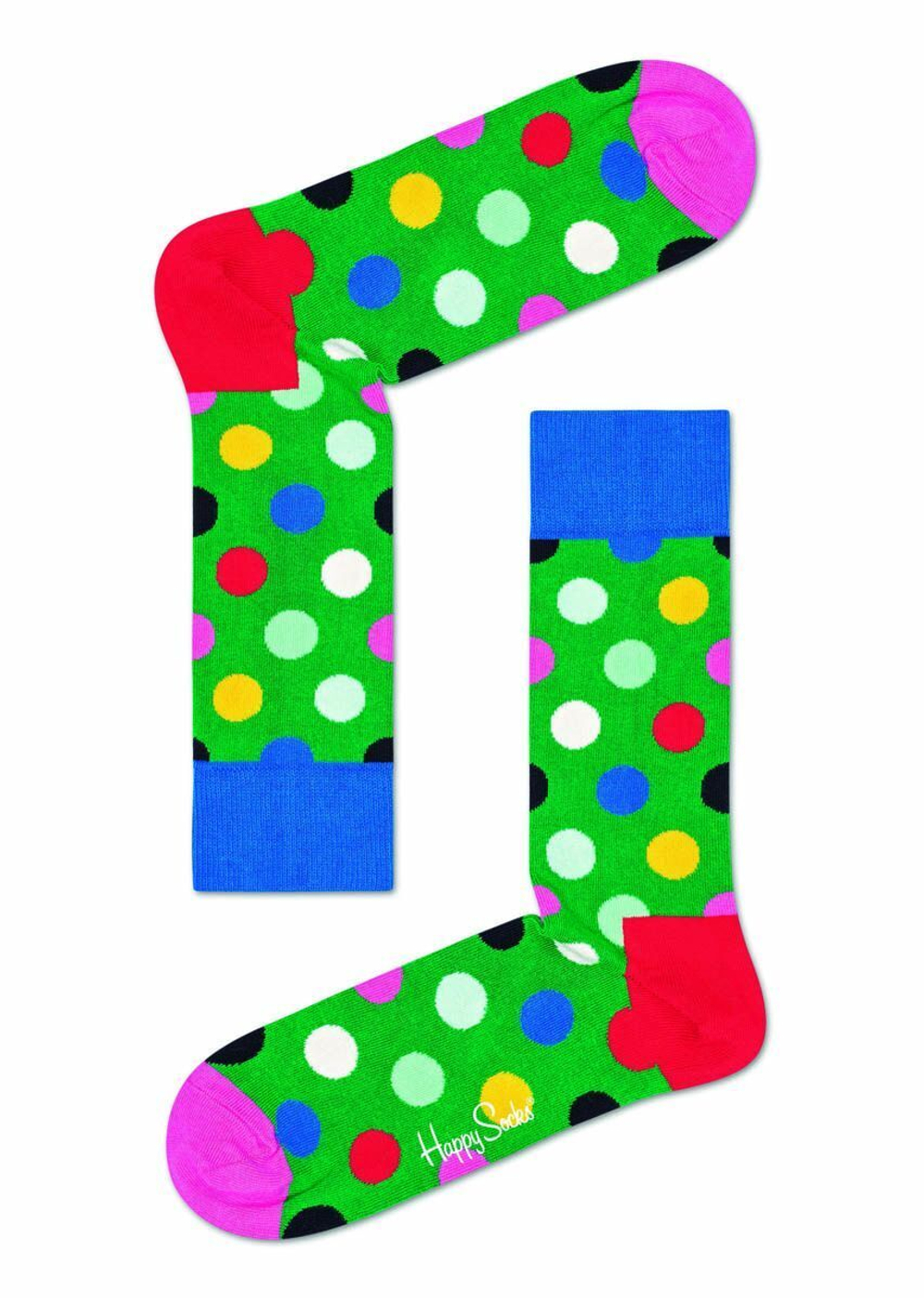 Зеленые носки Big Dot Sock в цветной горох (Размер: 25) (Цвет: зеленый)