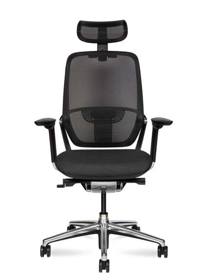 Кресло офисное Норден / Герц / Hertz / черная сетка / черный пластик / база алюминий