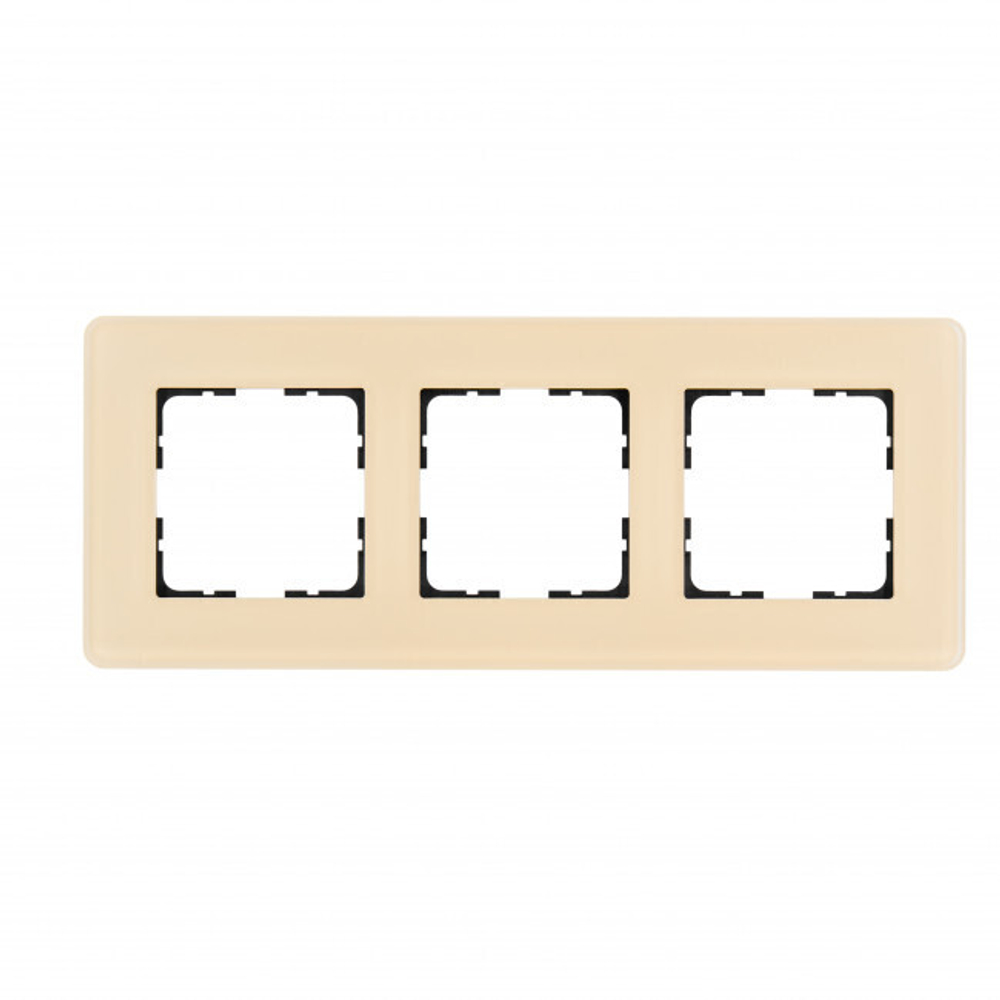 Стеклянная матовая закругленная рамка 3 пост , цвет тауп