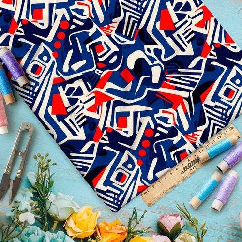 Ткань премиум сатин абстрактная фантазия