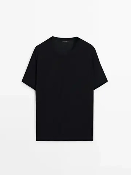 Massimo Dutti Футболка из мягкой ткани, черный