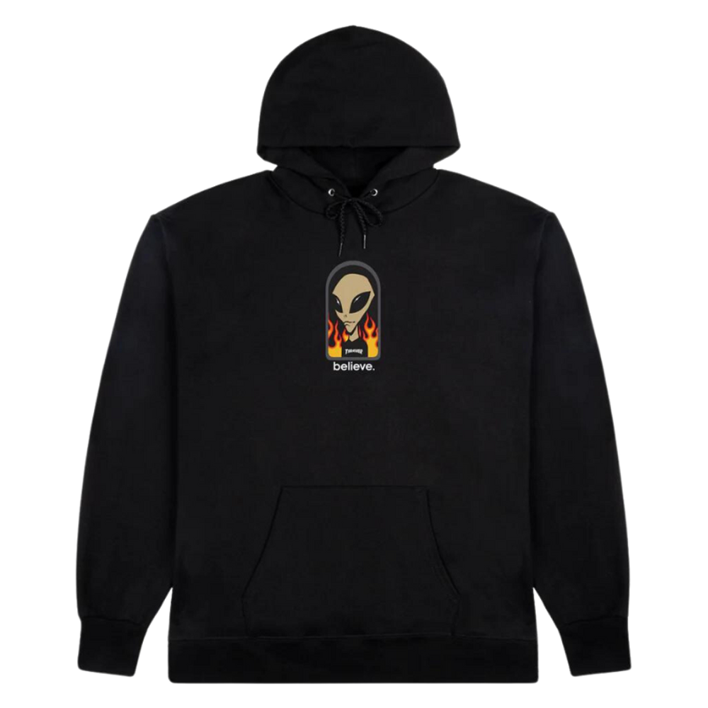 Black and white thrasher hoodie hotsell