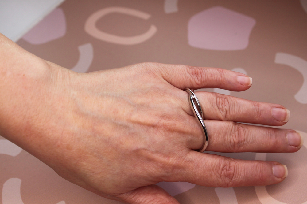 Кольцо на два пальца родий Корея