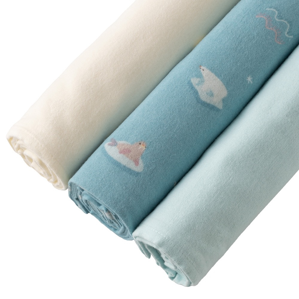 Пелёнки фланелевые BUBA KIDS, 3 шт., Русская Арктика/Сливочный/Бирюза, 95х115