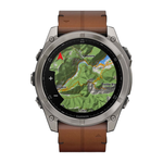 Спортивные часы Garmin fenix 8, 51 мм, AMOLED, каштановый кожаный ремешок, силиконовый ремешок цвета чёрный/«серая галька» Безель из титана, AMOLED-дисплей. Кожаный ремешок и силиконовый ремешок с классическими застёжками — на запястье обхватом 135–213 мм