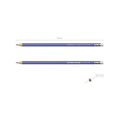Набор чернографитных карандашей с ластиком 4 штуки ErichKrause Grafica 101 , HB, грифель d=2.2 мм, дерево, шестигранные в блистере, синий корпус