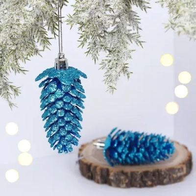 Ёлочные игрушки «Таинственное очарование» Шишки блестящие 9 см (набор 2 шт), голубой