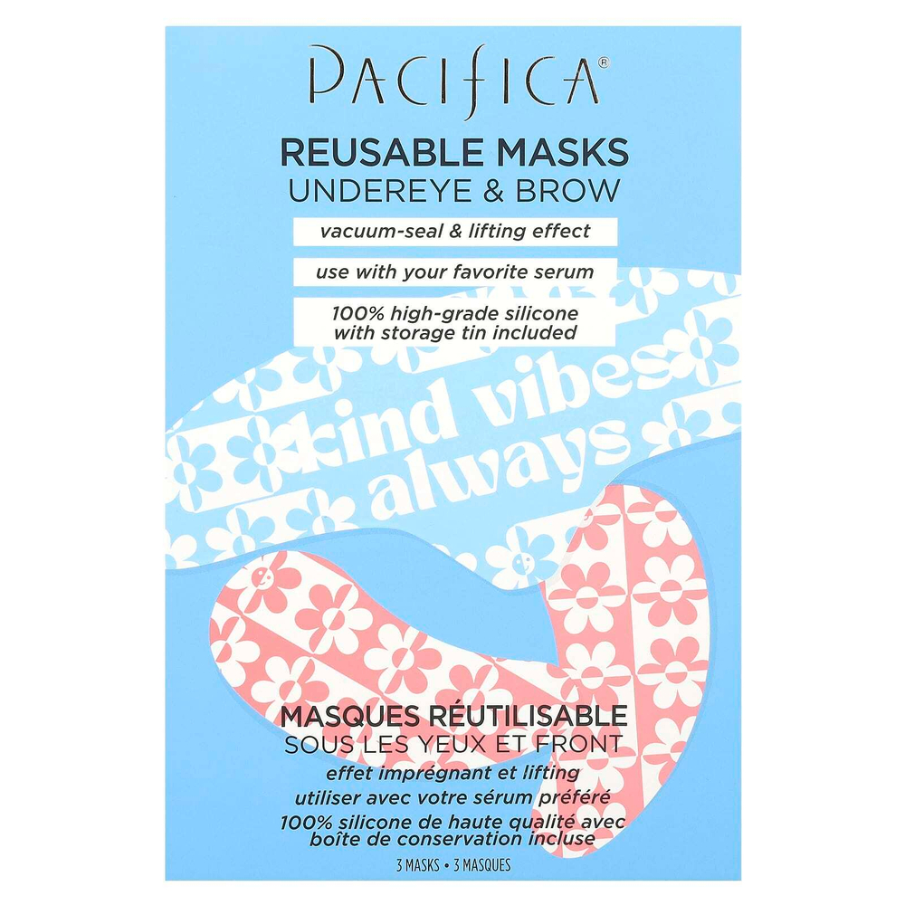 Pacifica, многоразовые маски для области глаз и бровей, 3 шт.