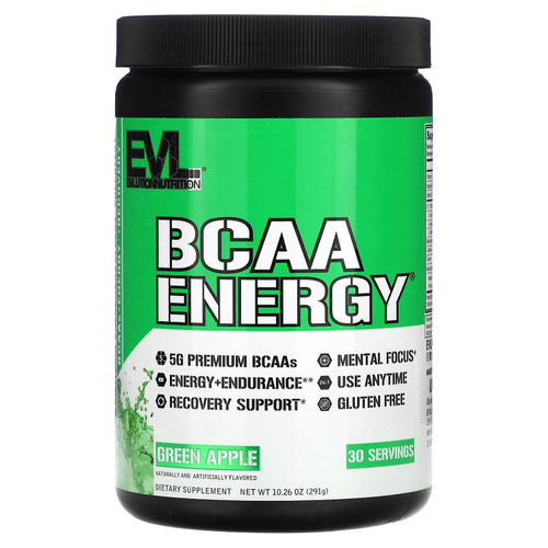 EVLution Nutrition, BCAA Energy, Зеленое Яблоко, 10,2 унций (291 г)