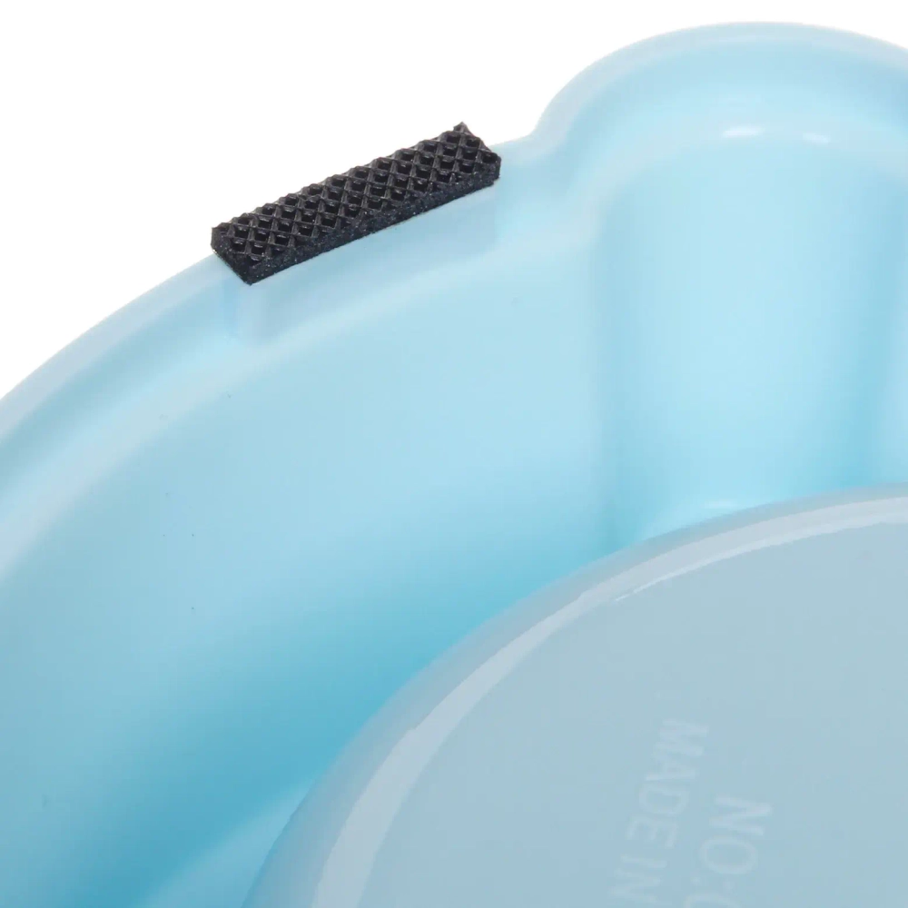 Миска пластиковая с металлической чашкой «Колор-Лягушка» 20*5см цвет нежно-голубой/250мл