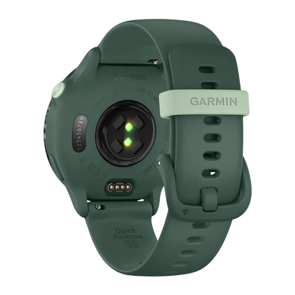 Фитнес-трекер Garmin vivoactive 6, силиконовый ремешок цвета «зелёная яшма» Безель цвета «зелёная яшма», AMOLED-дисплей с Gorilla Glass 3. Ремешок с классической застёжкой — на запястье обхватом 125–190 мм