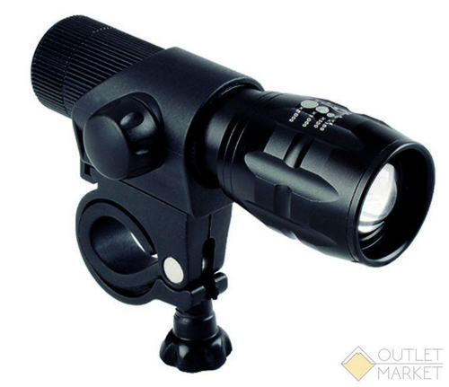 Фара 1 диод повыш. ярк 3W CREE/3ф.+zoom черная алюминий с батар. APOLLON A 1.3 3 WATT M-WAVE