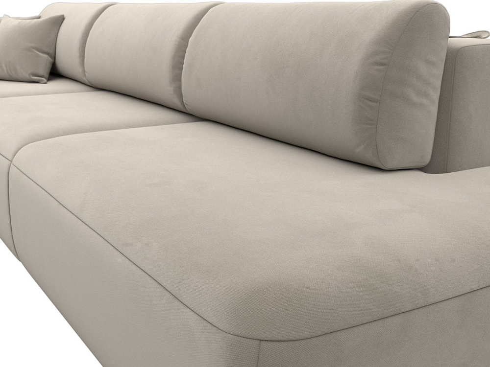 Диван прямой Лига-036 НПБ Модерн Лонг подлокотник слева МИКРОВЕЛЬВЕТ Бежевый