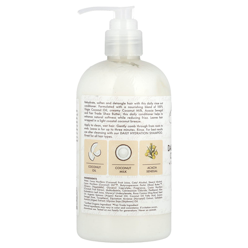 SheaMoisture, 100% кокосовое масло первого отжима, кондиционер для ежедневного увлажнения, для всех типов волос, 384 мл (13 жидк. унц.)