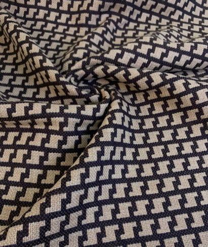 Костюмная рогожка, беж/коричневый, шерсть AVI#017